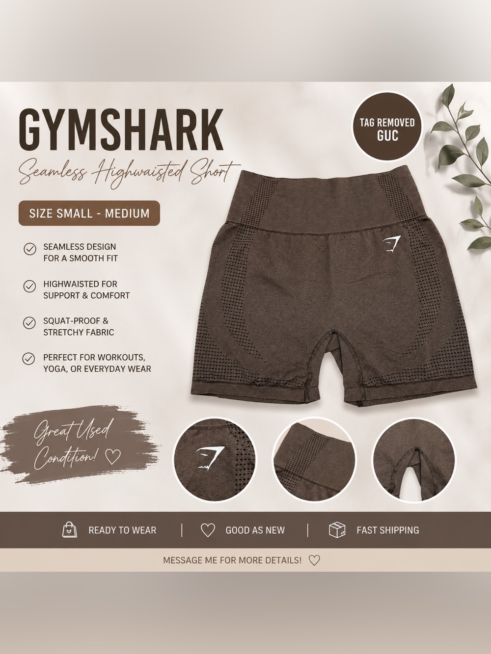Gymshark Seamless High-Waist Brown Bike Shorts